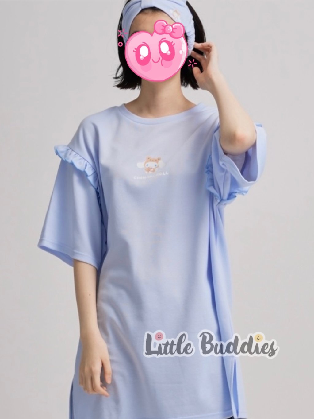 日版Sanrio 褶邊袖長身針織衫附髮帶