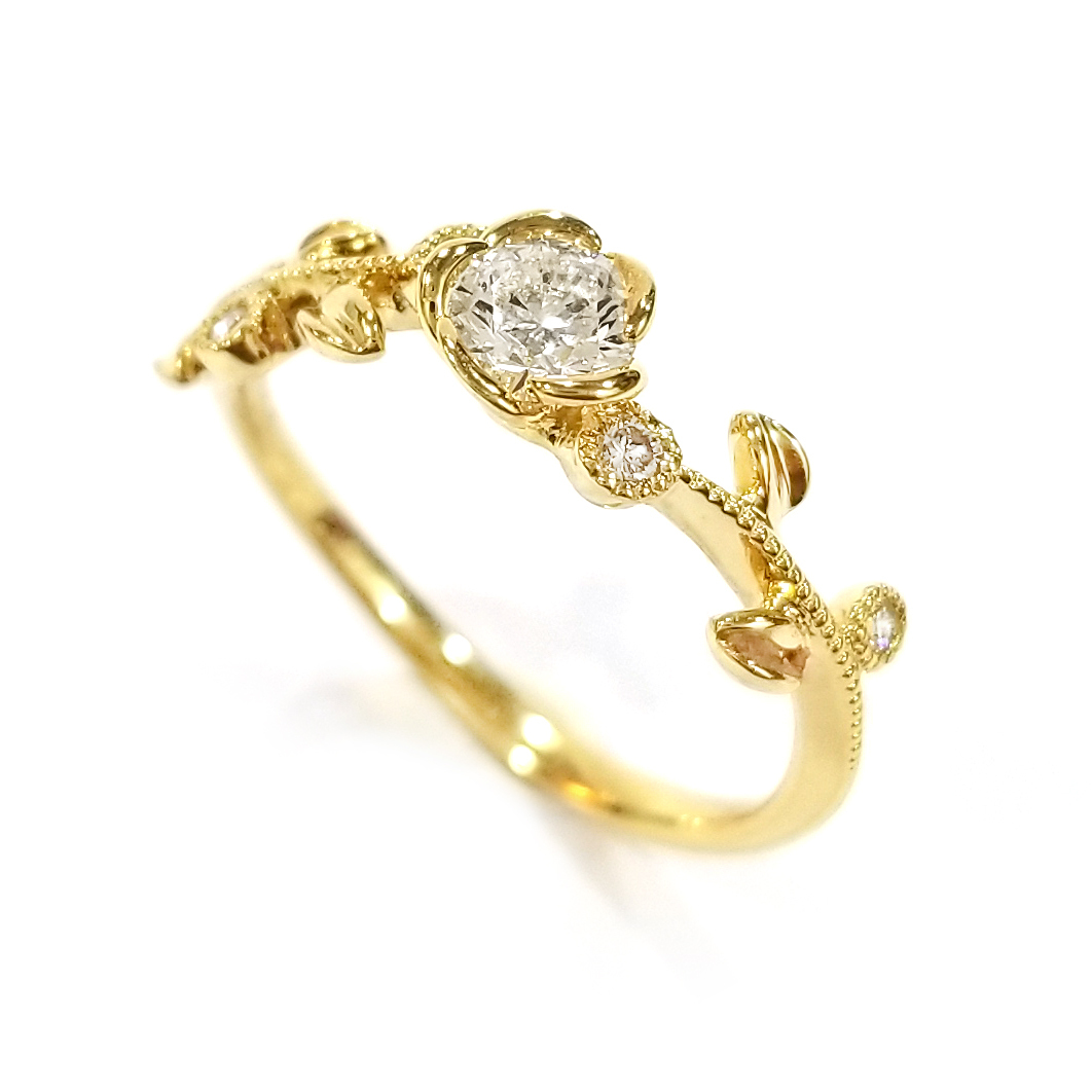 18K黃金天然鑽石戒指