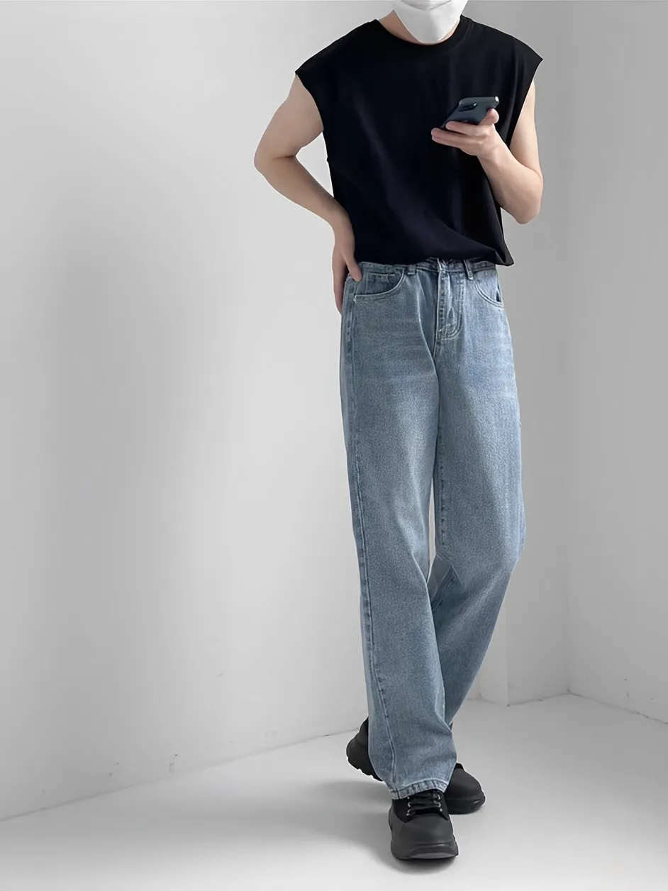 四季 百搭 直筒 休閒 男女 牛仔 長褲