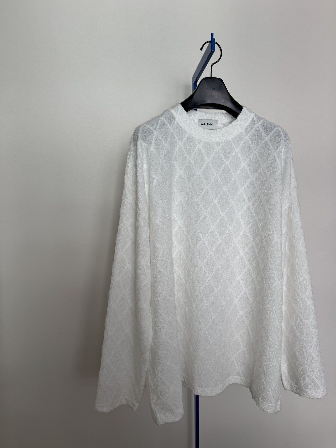 淨色暗菱格長袖衫 MALENKII-168T