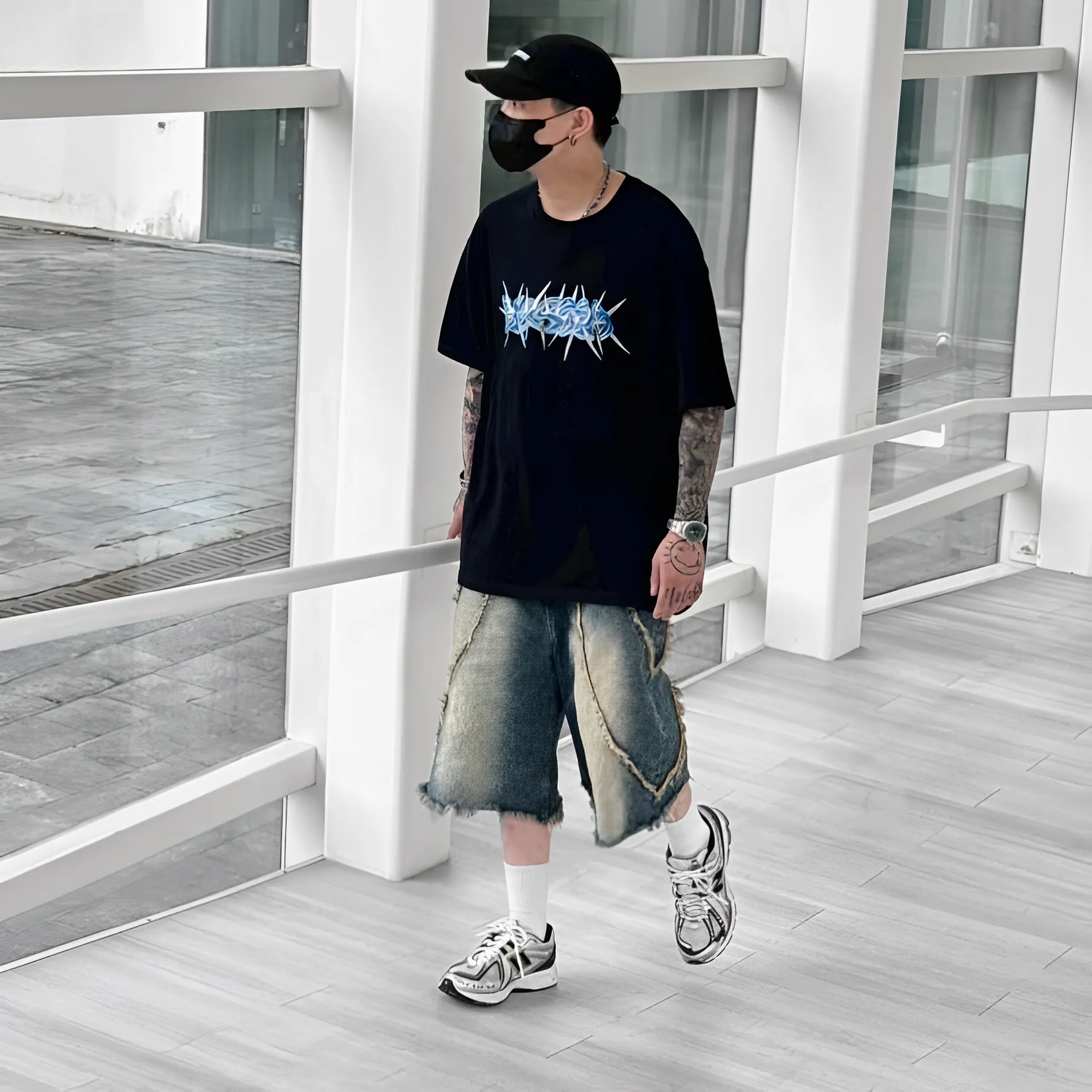 液態 金屬 寬鬆 落肩 短袖