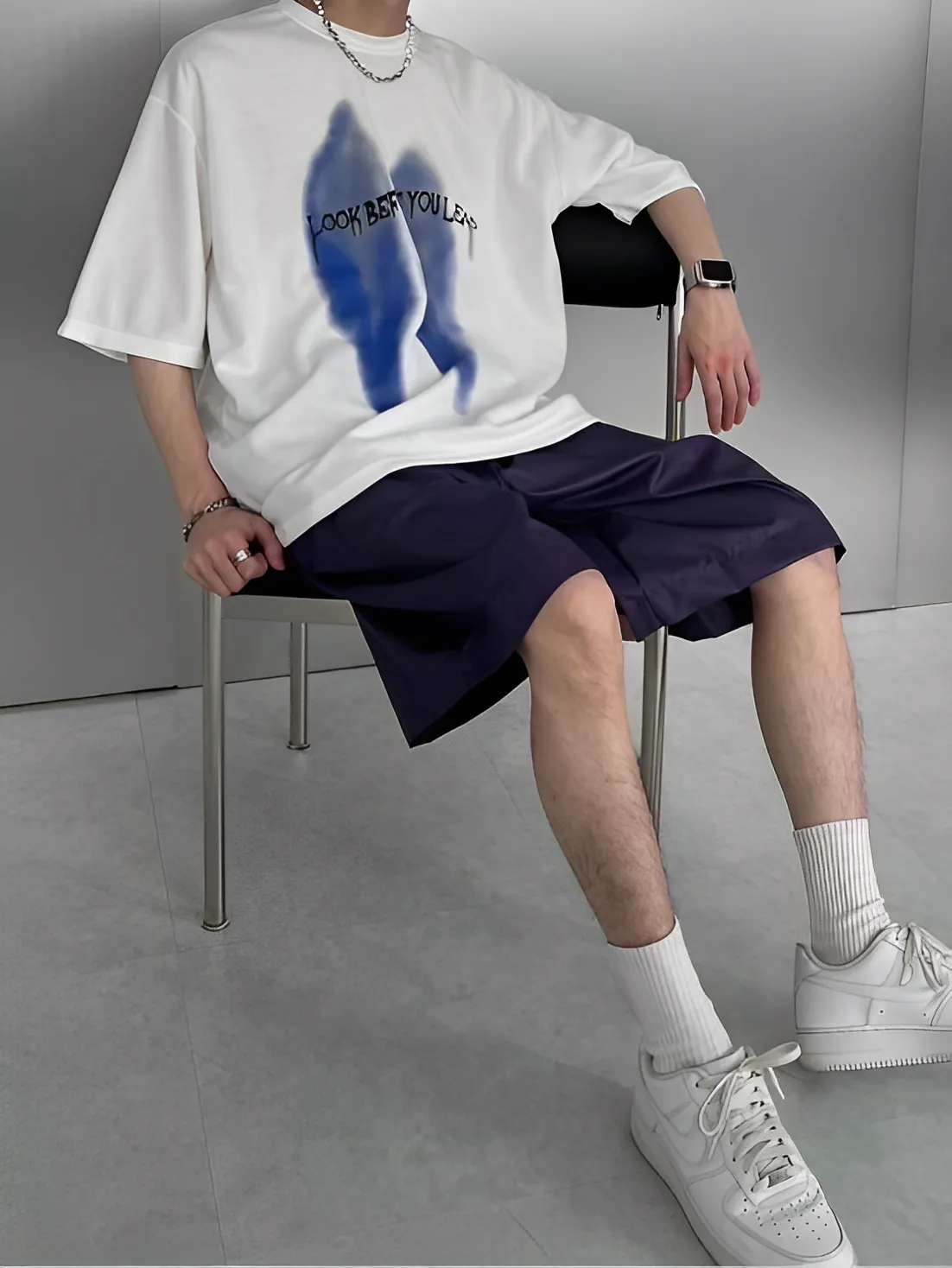 美式 暗影 英文 寬鬆 落肩 短袖