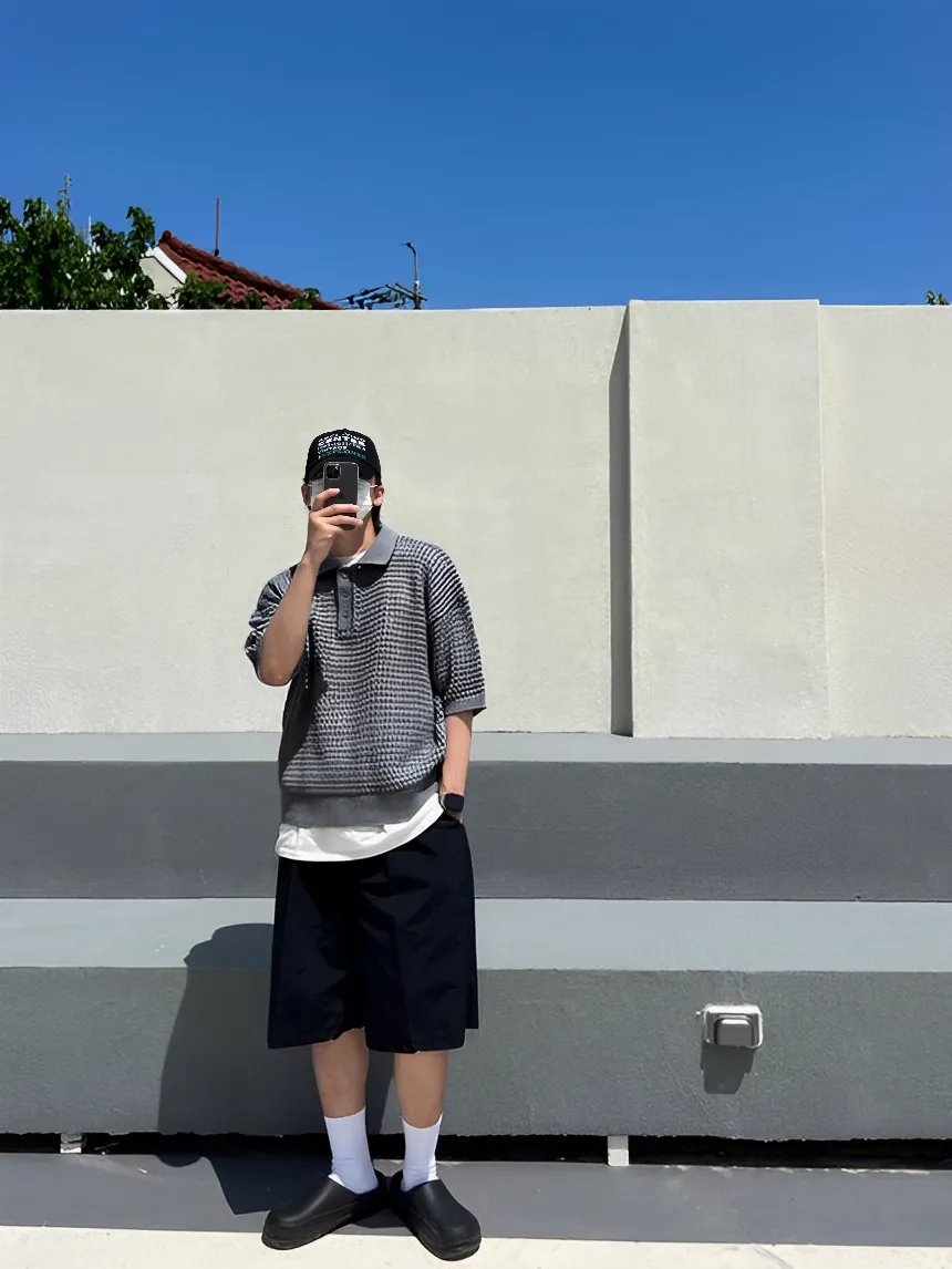 簍空 洞洞 針織 POLO 寬鬆 短袖