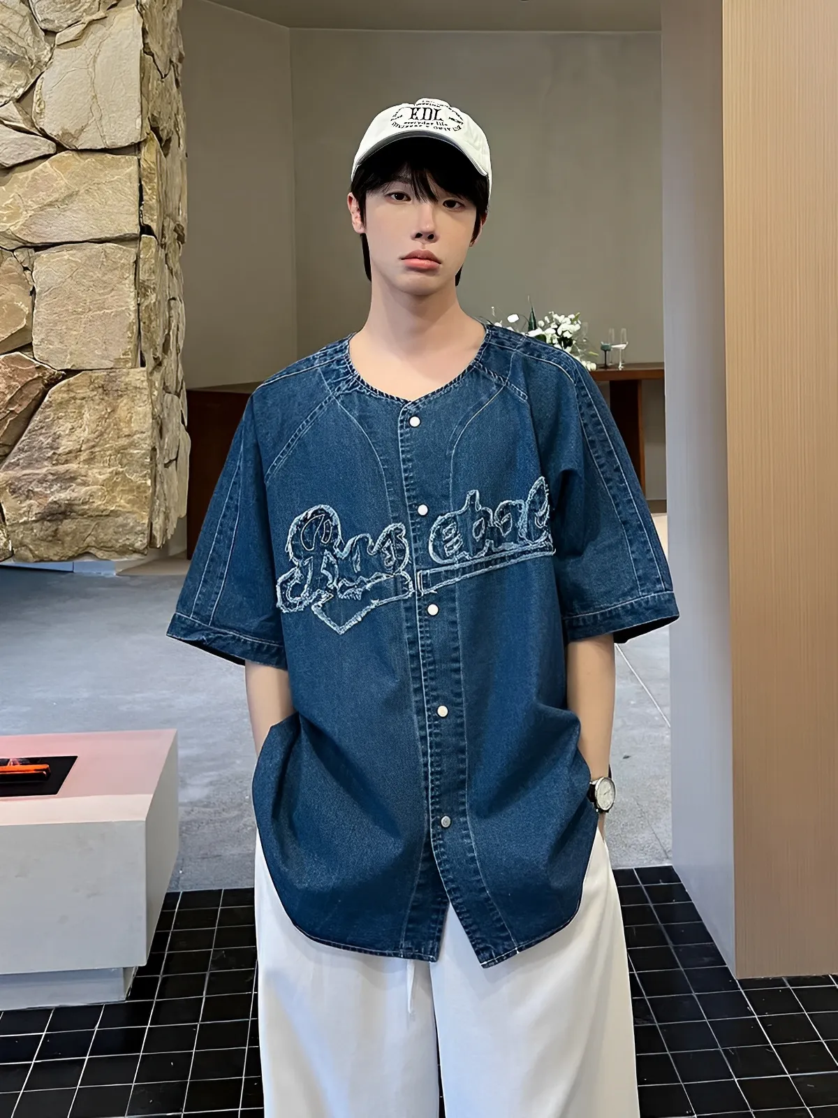 美式 刺繡 牛仔 襯衫 外套