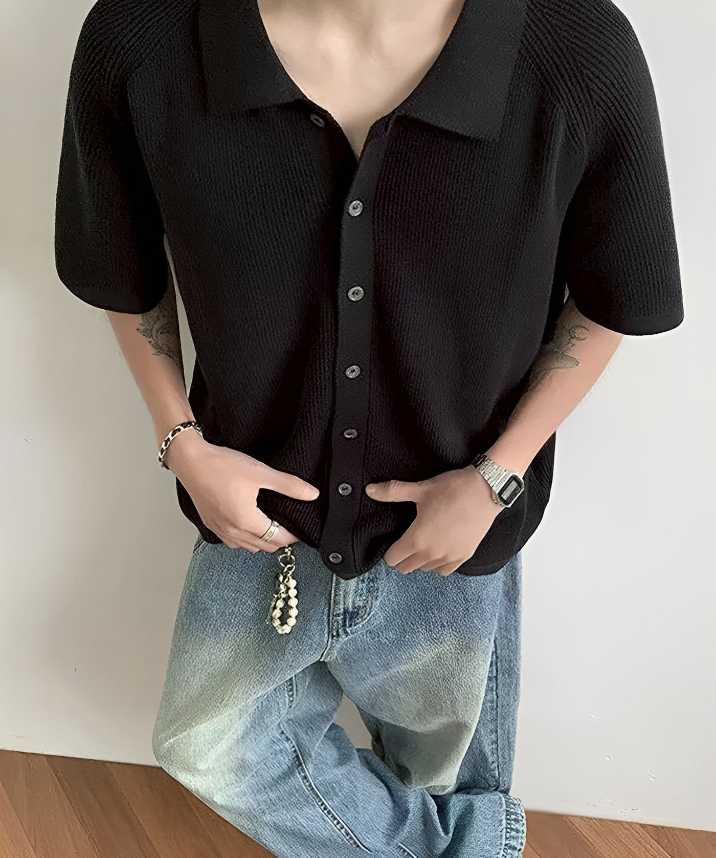 Cleanfit Boxy 寬短 短版 針織 襯衫