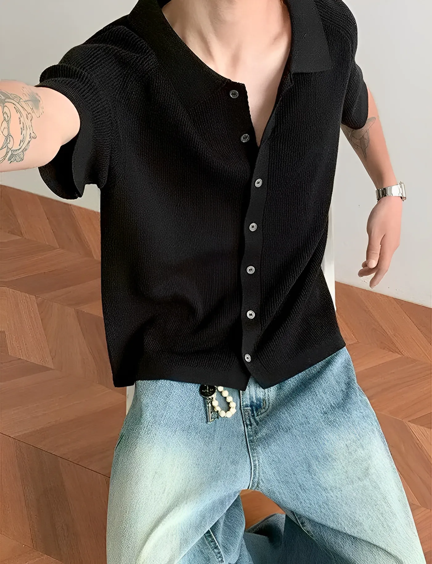 Cleanfit Boxy 寬短 短版 針織 襯衫