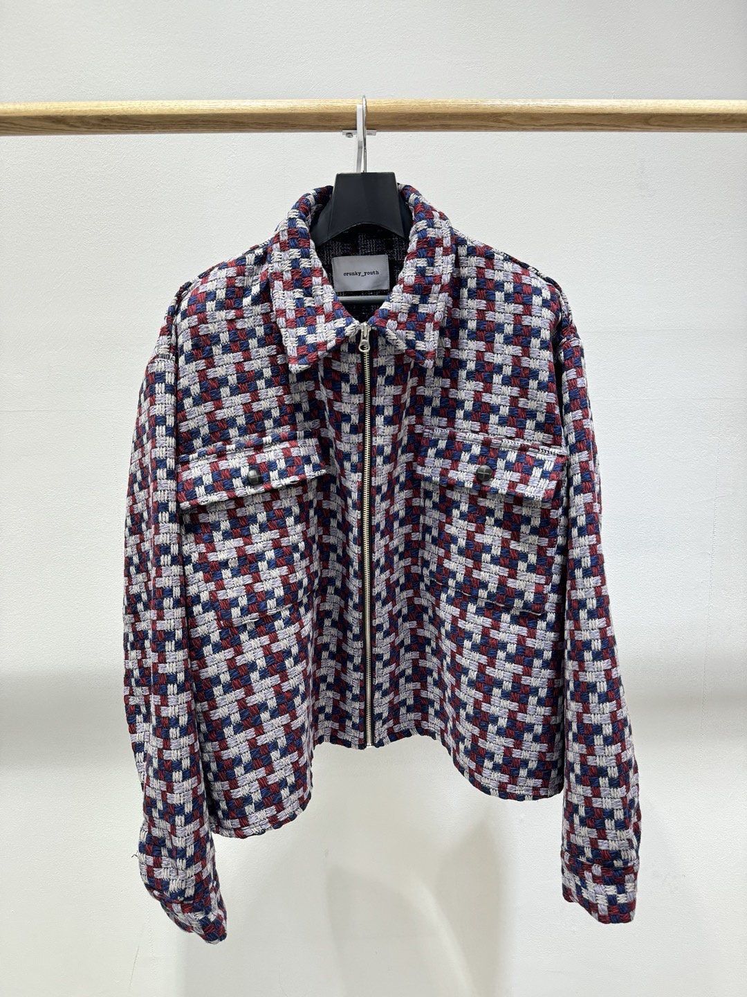 格紋拉鍊外套 C_y-125JK