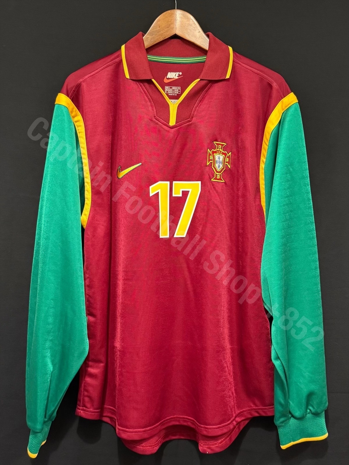 (更衣室版) 葡萄牙 1998 Nike 主場長袖更衣室球員版球衣 #17