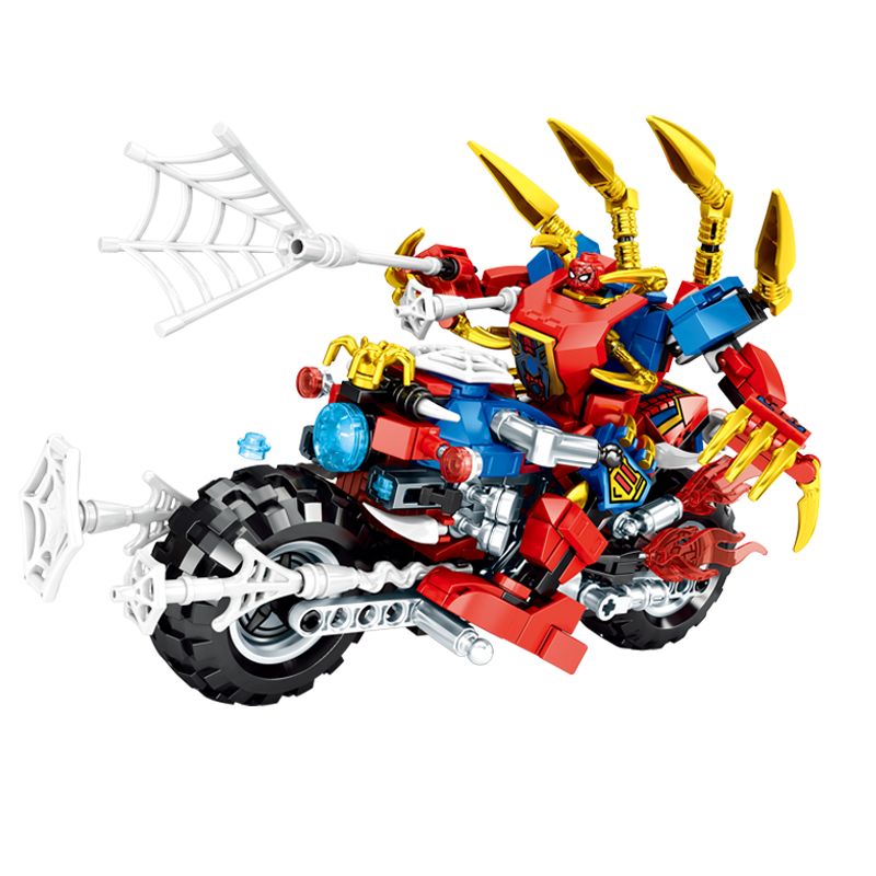 日常 spiderman 蜘蛛侠战甲摩托车 积木乐高 553 pcs