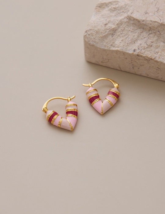 初戀粉色畫釉。銀針耳環