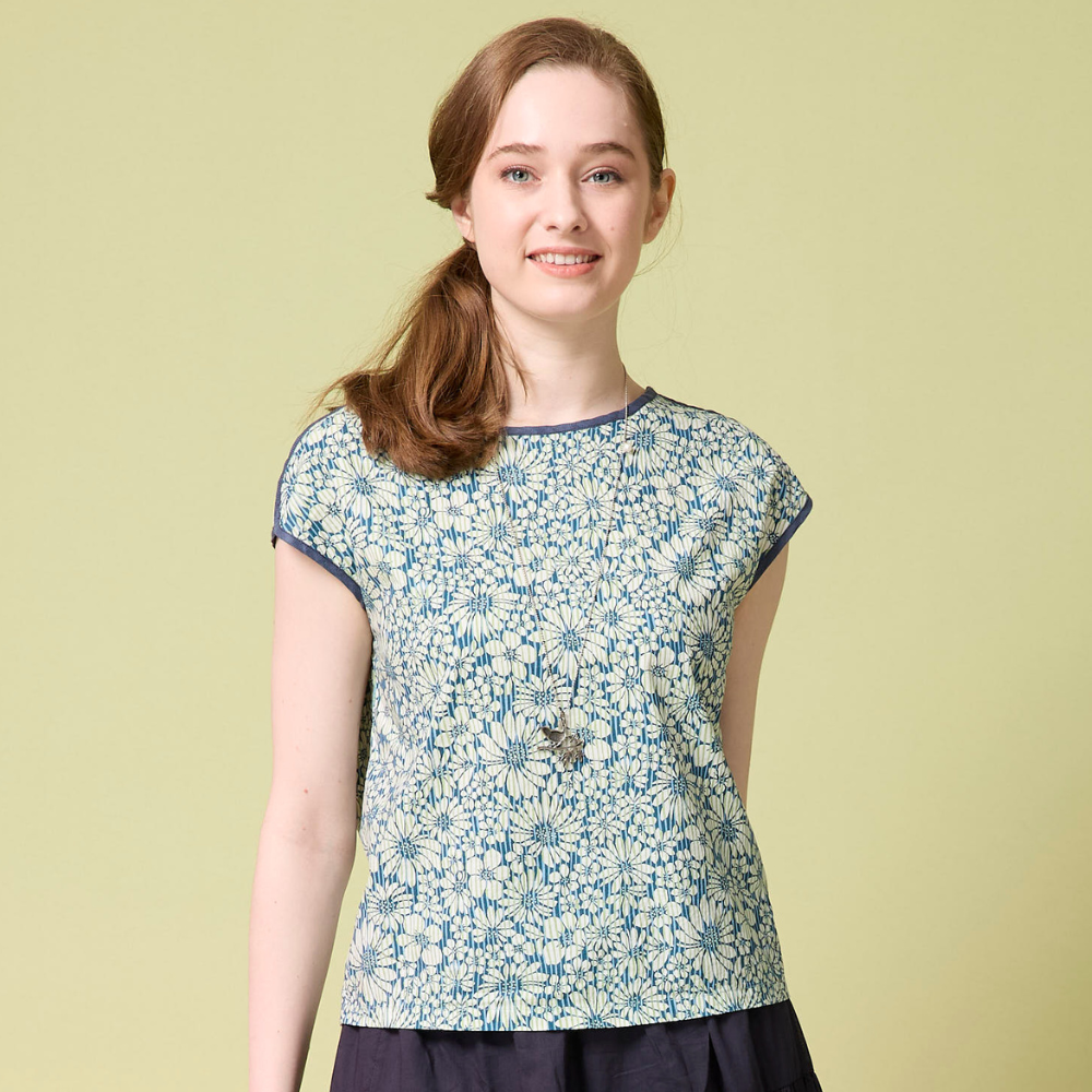 PIPPY優雅花朵精緻印花連袖上衣 綠