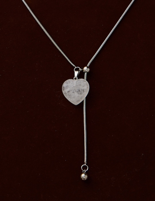 【鈦鋼】霧感愛心可調式項鍊(白)