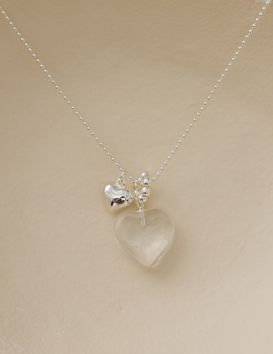 愛心氣泡感可調式項鍊(透明)