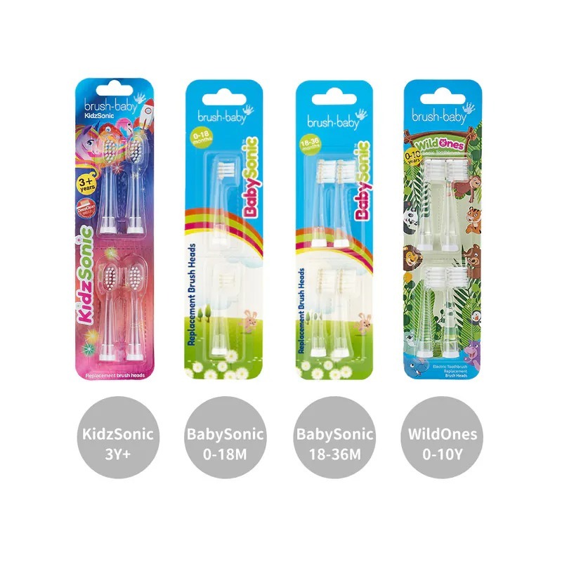 Brush Baby 兒童聲波電動牙刷替換刷頭-多款可選