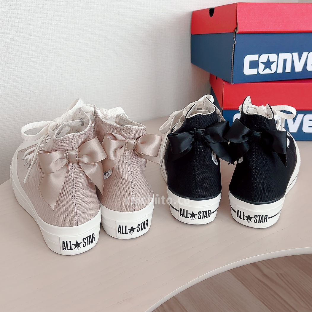 converse 緞帶蝴蝶結帆布鞋