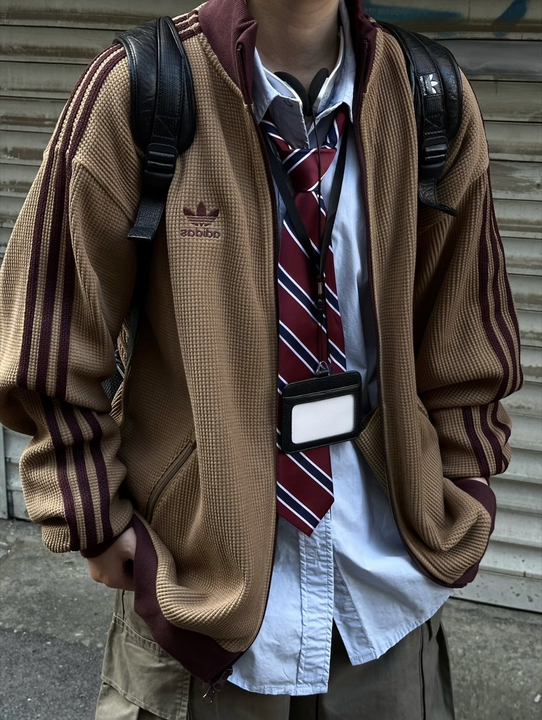 Adidas KNIT TRACK TOP 棕紅 運動立領 華夫格 外套 KC2620