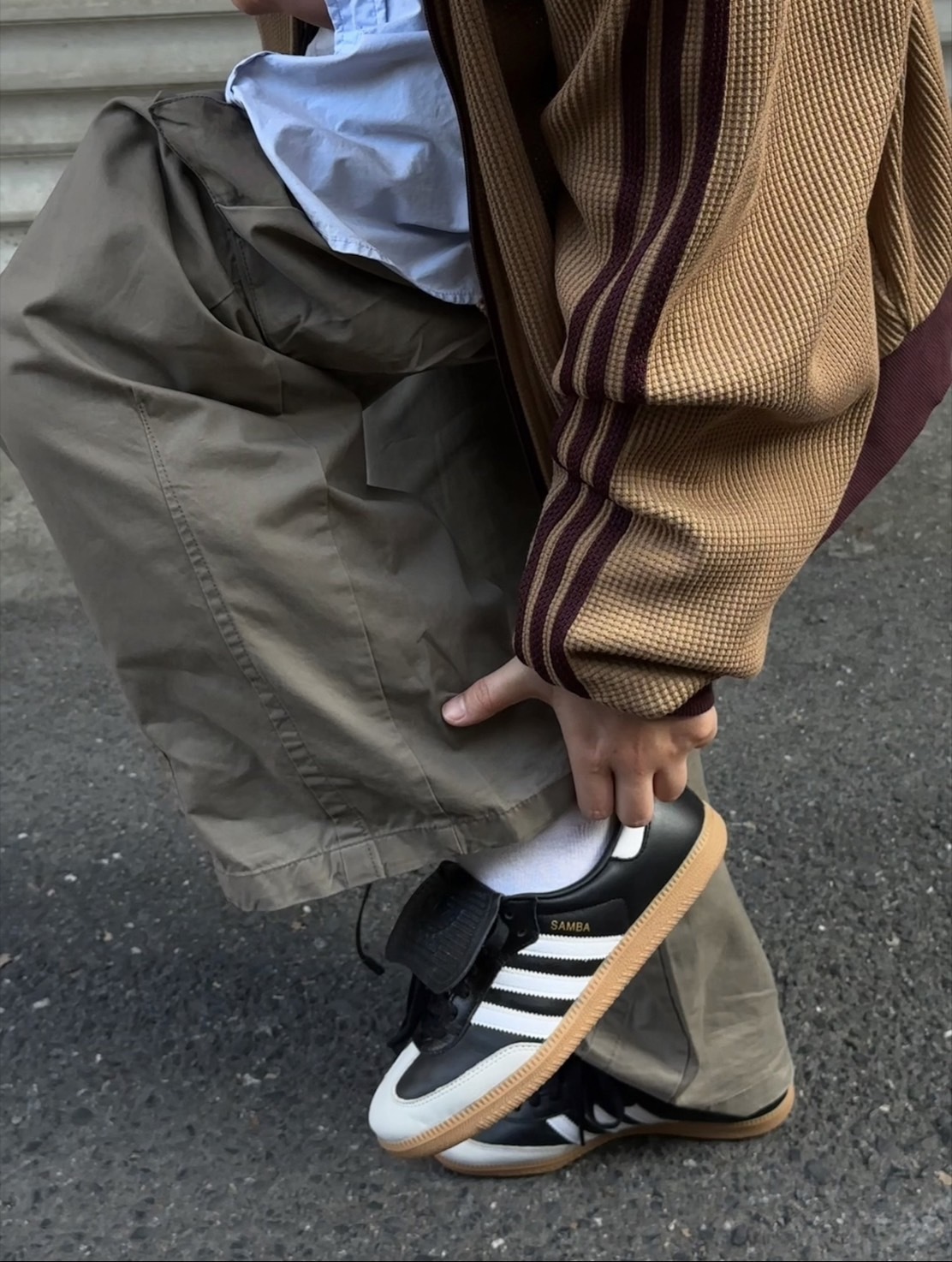 Adidas KNIT TRACK TOP 棕紅 運動立領 華夫格 外套 KC2620