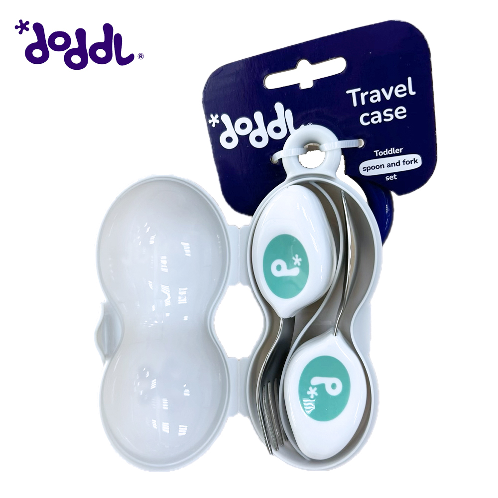 【doddl】英國人體工學秒拾餐具 - 兒童學習餐具攜帶 2 件組 + 專屬收納盒(小) - 三色