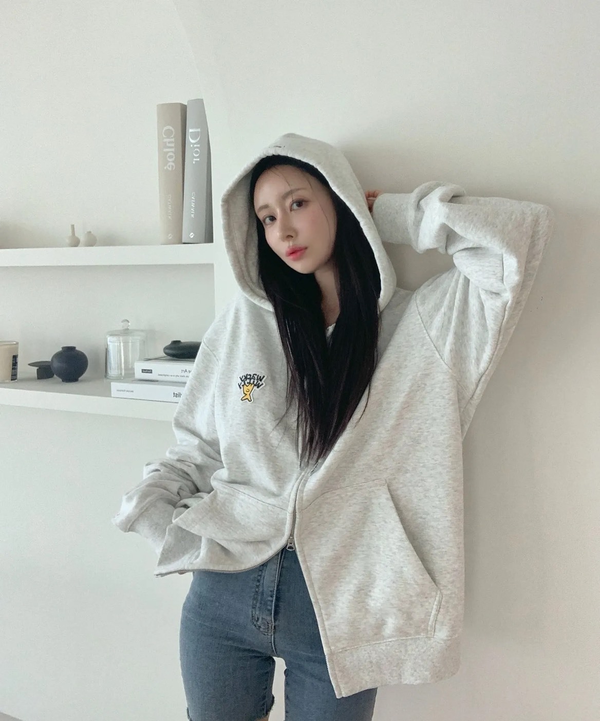 #韓國連線預購 Wacky willy 小飛人 毛巾底 刺繡連帽外套 三色