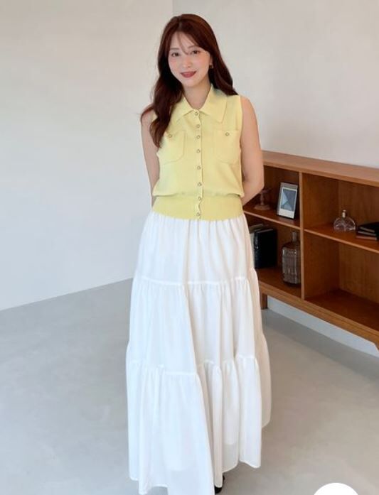 [預購] 折扣 SNIDEL 針織背心 × 層次感長裙組合