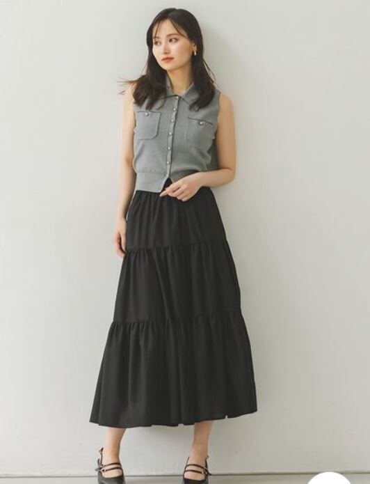 [預購] 折扣 SNIDEL 針織背心 × 層次感長裙組合