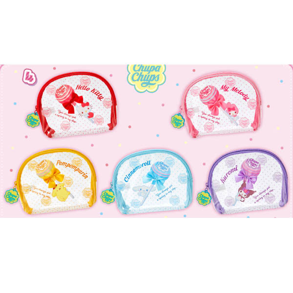 日版Sanrio x 珍寶珠聯乘系列 半圓透明拉鏈化妝袋