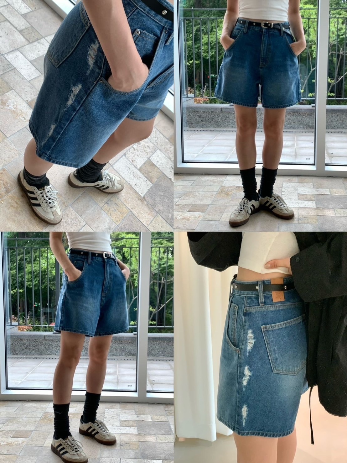 【韓國連線款】側邊刷破四分牛仔短褲