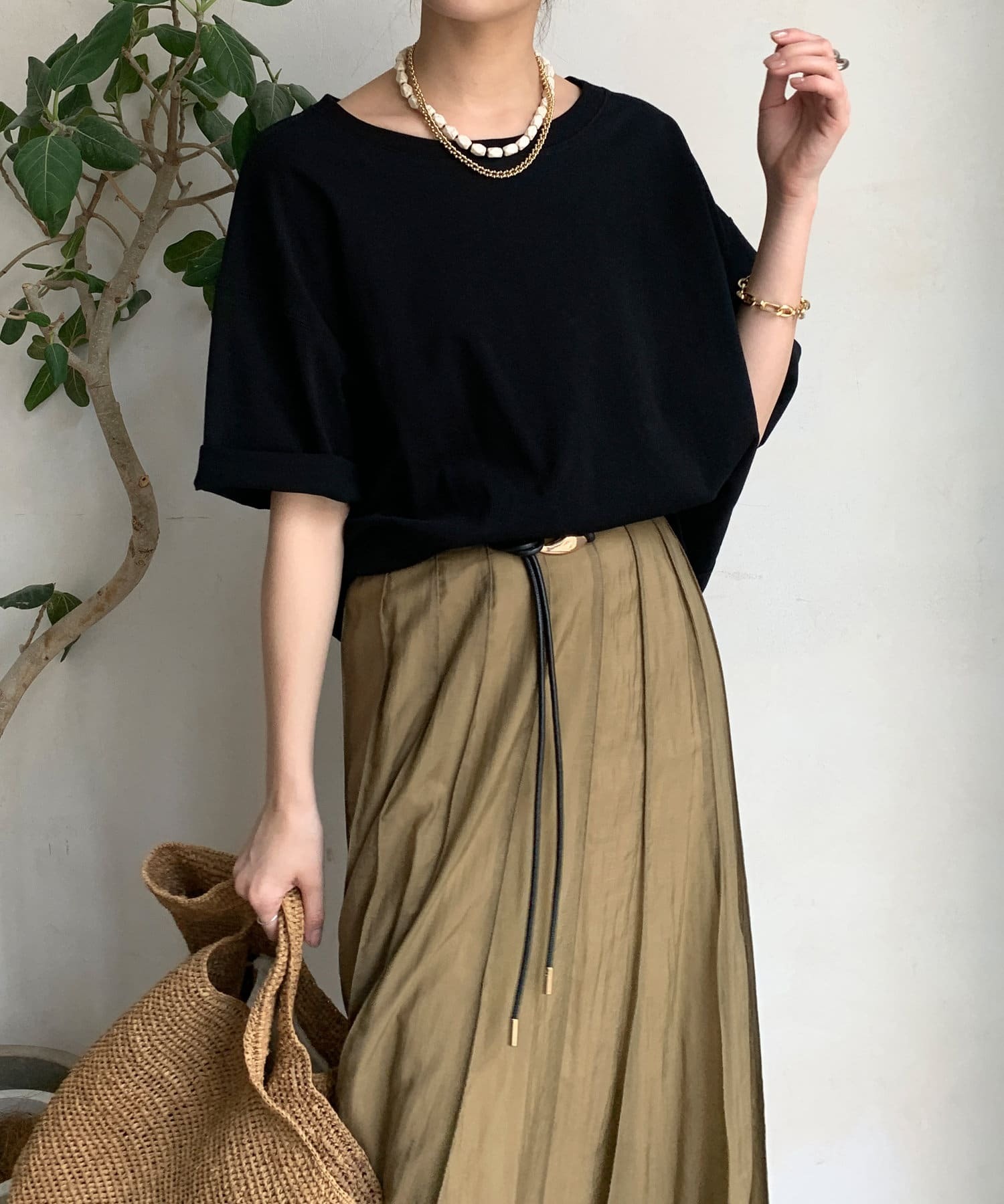 DOUDOU(ドゥドゥ)  クールタッチ半袖TEE黑（DDZ1051406A0042）