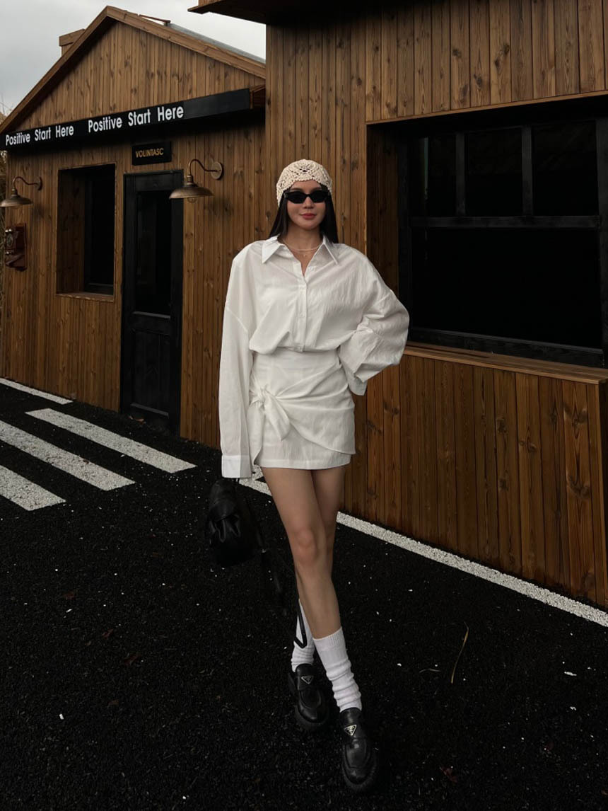 2件式黑白襯衫外搭裙套裝*2色