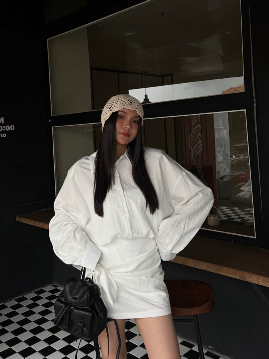 2件式黑白襯衫外搭裙套裝*2色