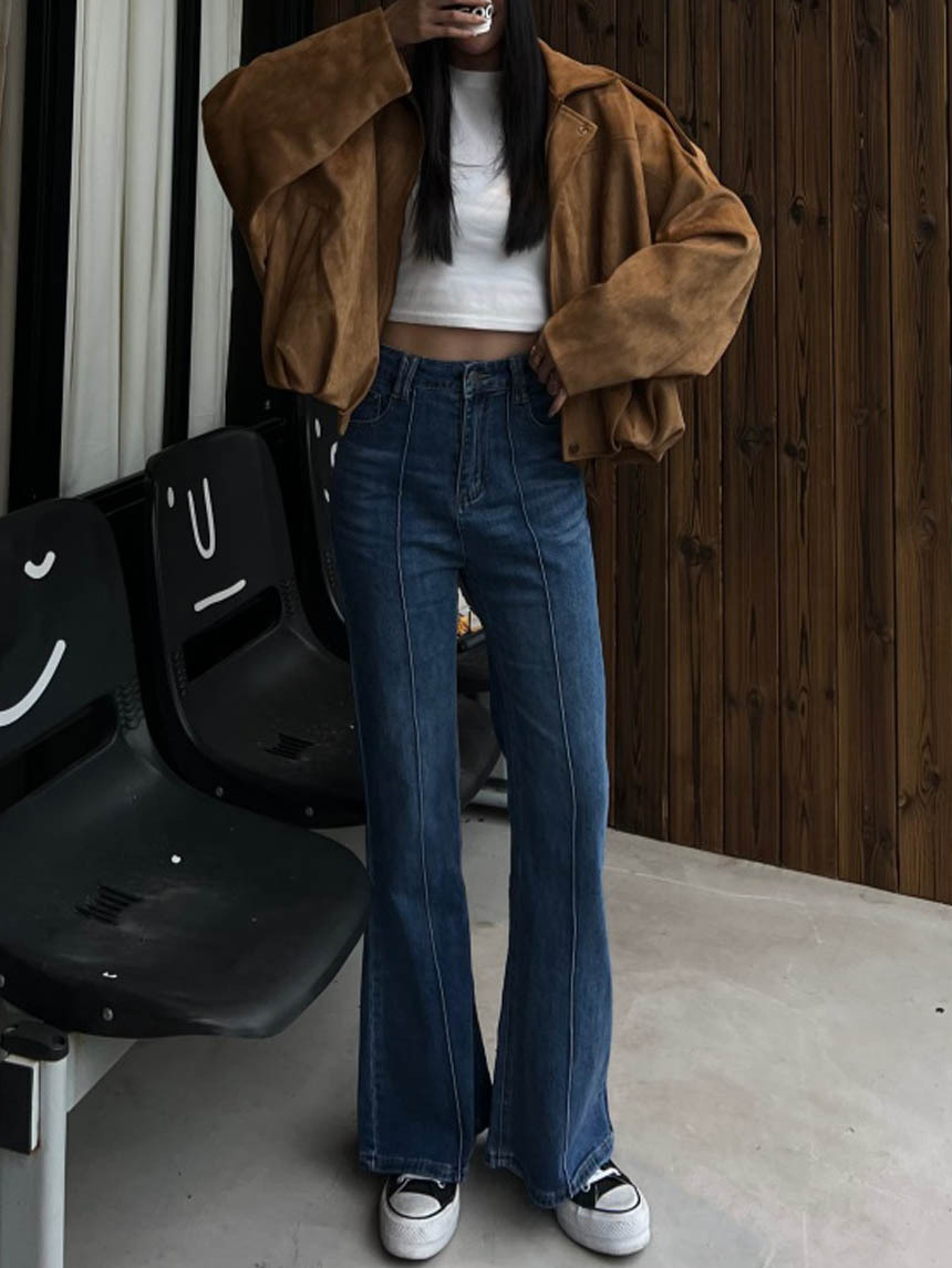 車中線牛仔微喇叭牛仔褲*2色