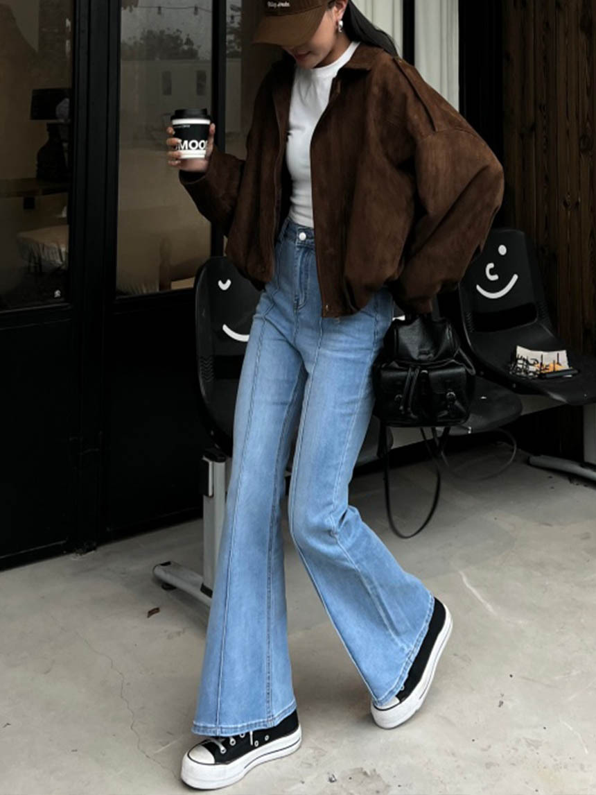 車中線牛仔微喇叭牛仔褲*2色