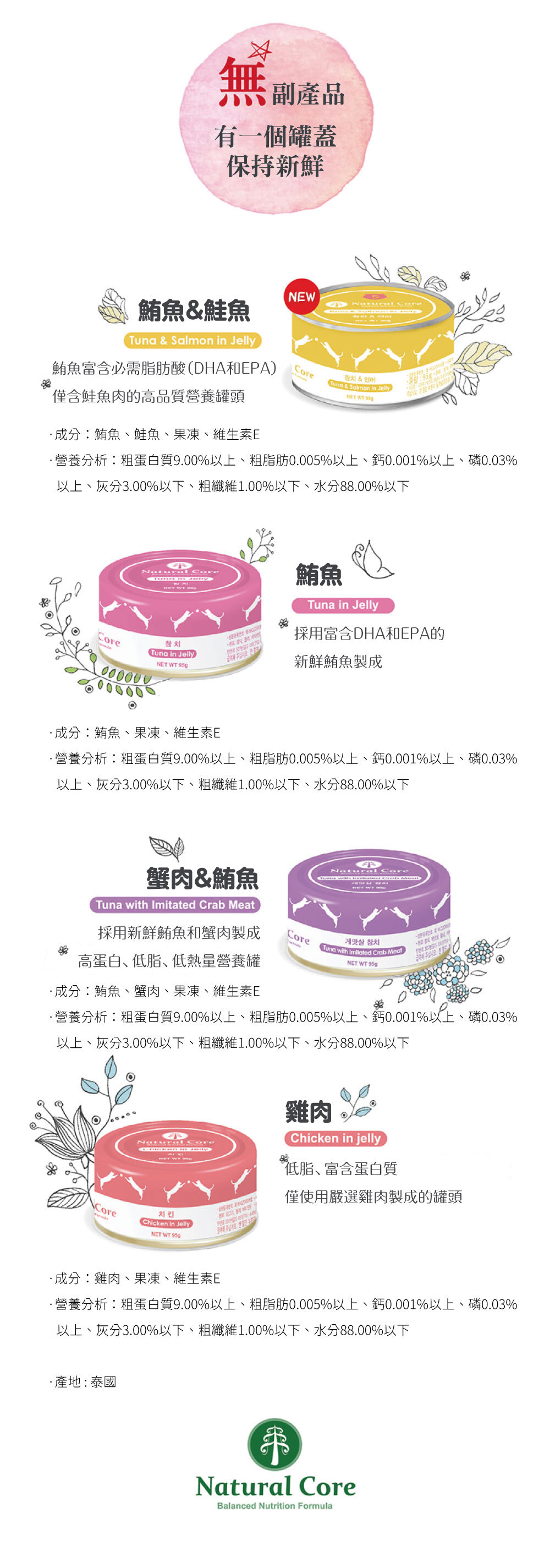 NATURAL CORE 自然核心｜鮮肉貓罐/高齡貓鮮肉湯罐 95g