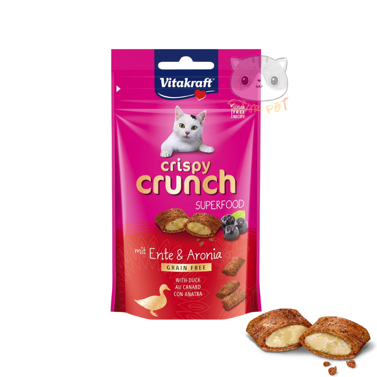 Vitakraft維牠卡夫 無穀物修護健體鴨肉藍莓脆粒貓小食 60g