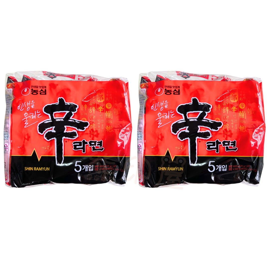 農心韓國版辛辣麵 (120GX5包) (平行進口)  X 2 (新舊包裝 隨機發放) 到期日 2026-3-1