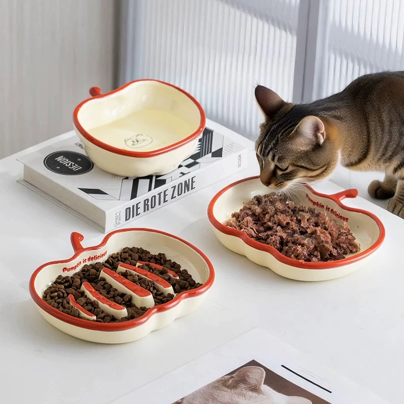 HOCC 南瓜 猫狗陶瓷慢食碗