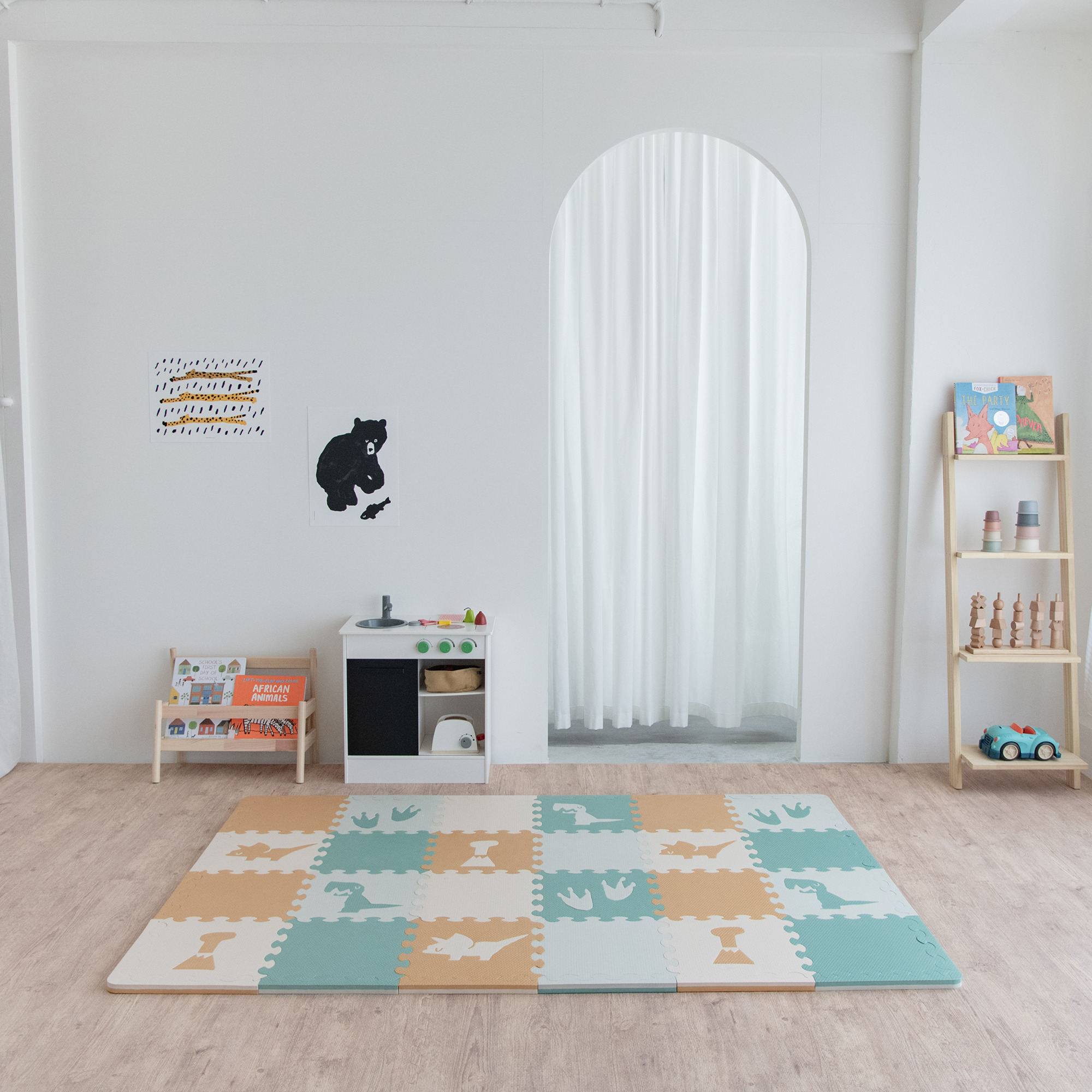 Pato Pato 2cm動物巧拼地墊 叢林恐龍 (16入組)