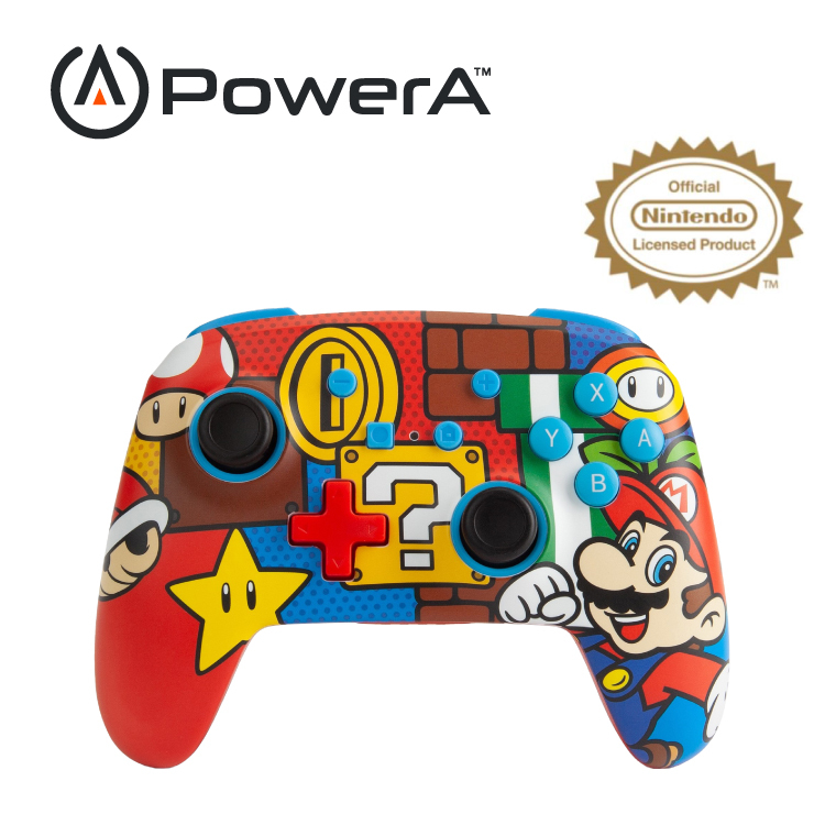 【PowerA】|任天堂官方授權|增強款藍芽5.0無線遊戲手把限量款(1519764-02)-瑪利歐嘻哈