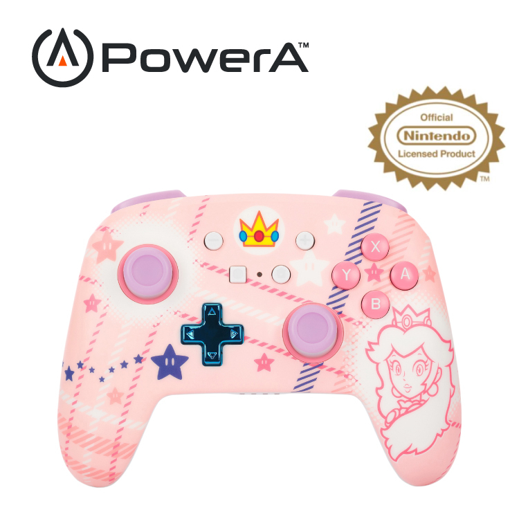 【PowerA】|任天堂官方授權|增強款藍芽5.0無線遊戲手把限量款(NSGP0255-01)-碧姬公主
