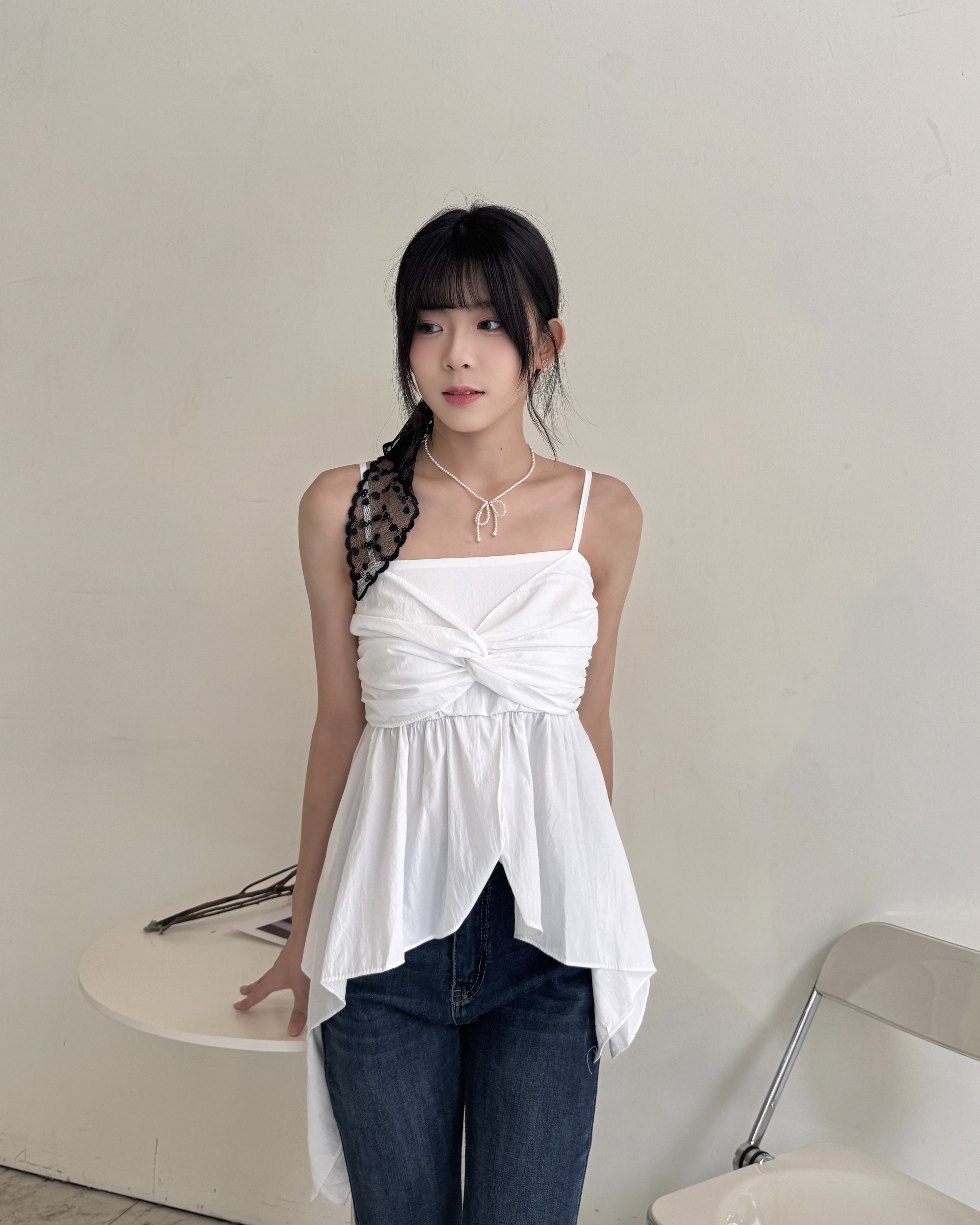 🔥爆賣款韓系胸前抓皺側流線上衣—6632