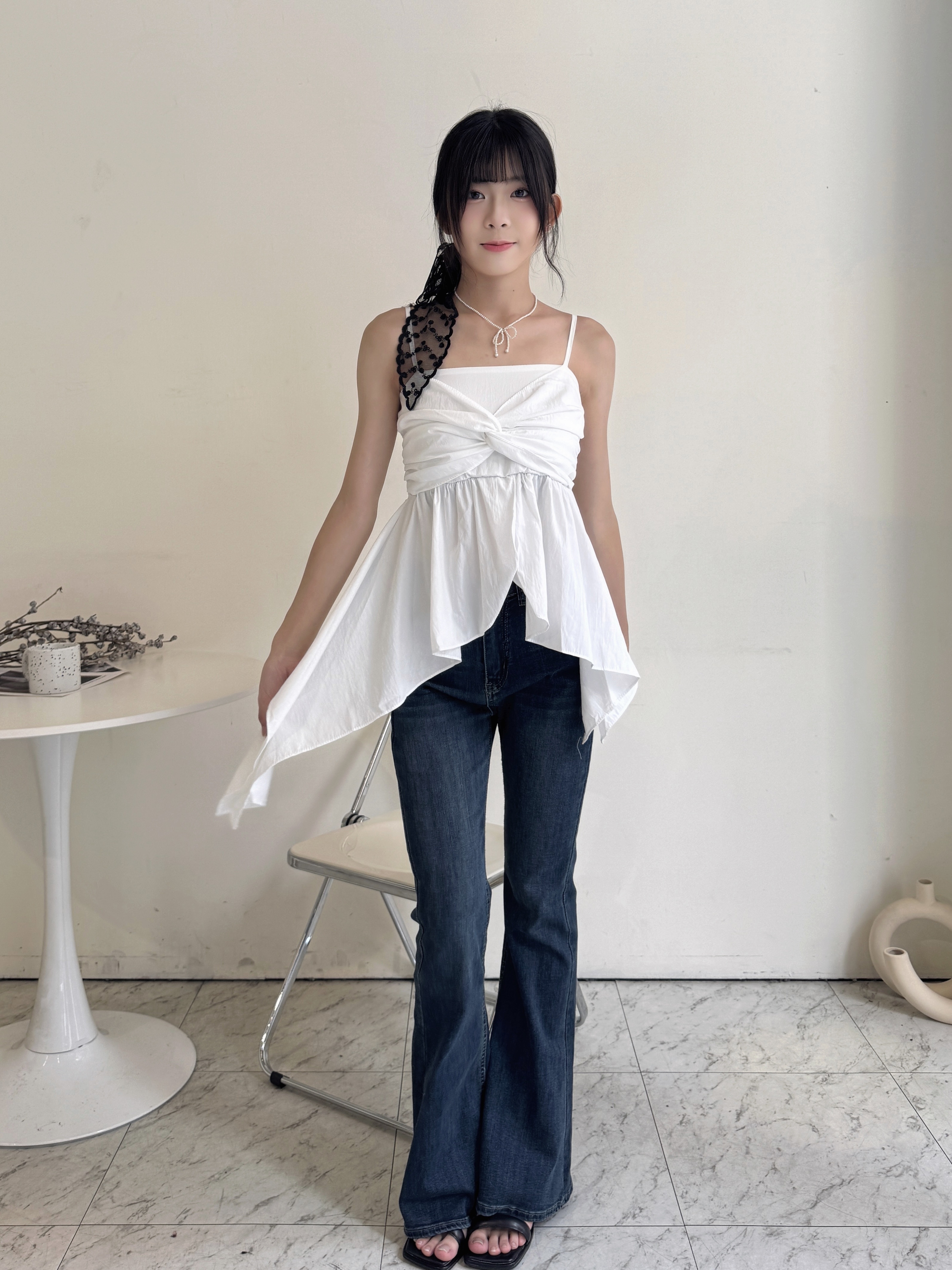 🔥爆賣款韓系胸前抓皺側流線上衣—6632