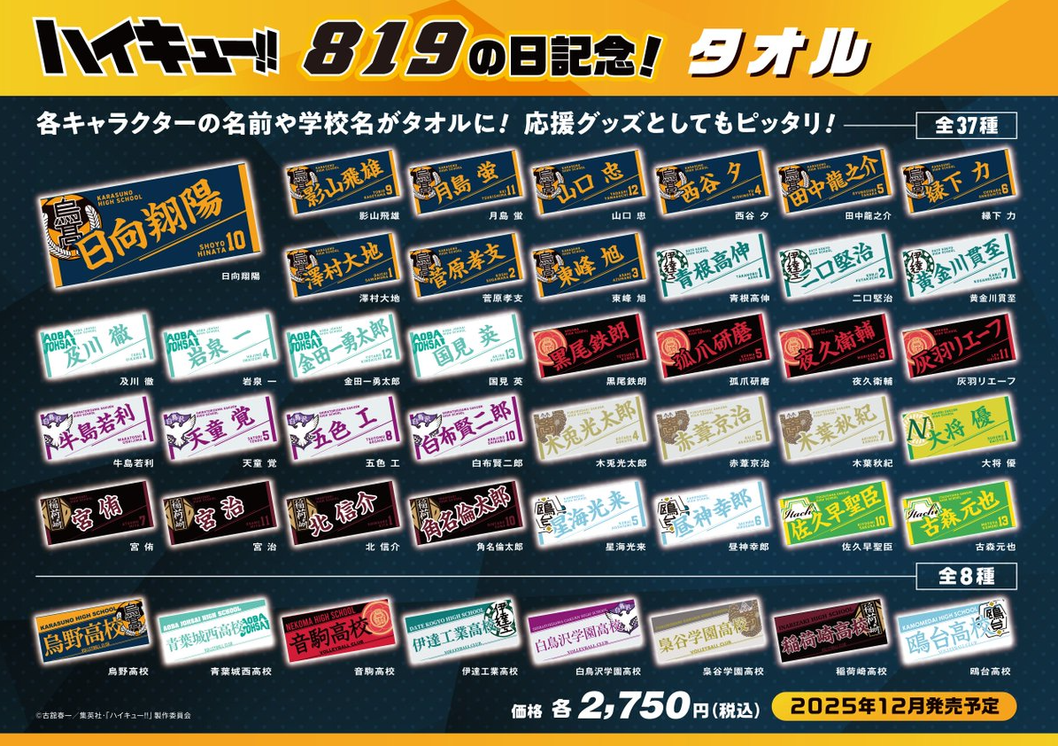 [代購][預訂] 排球少年 819記念 應援毛巾