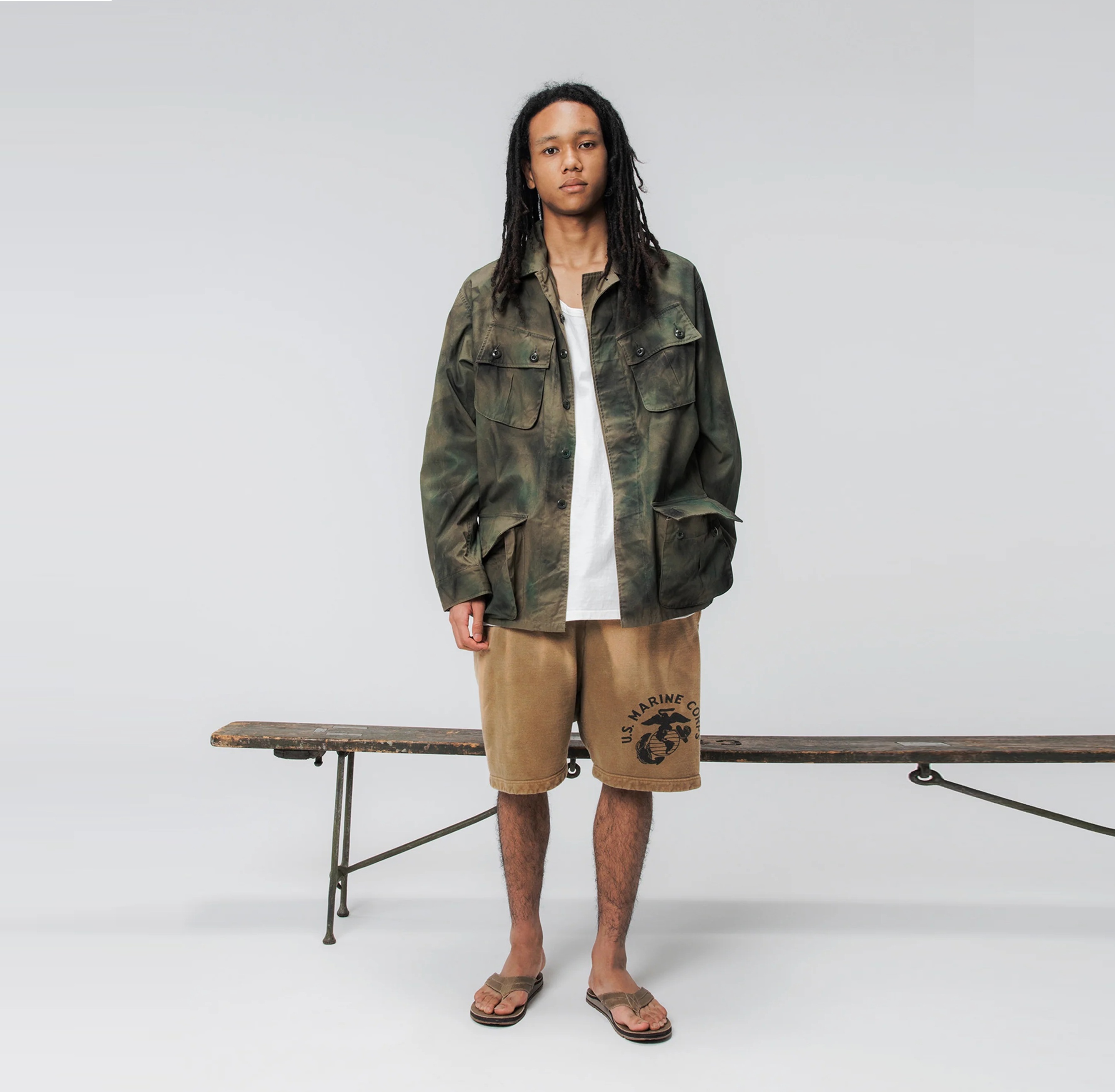 LAST PCS RE-STOCK: BOWWOW JUNGLE FATIGUE JACKET SPRAY CAMO - OLIVE PRE ORDER ITEM (預訂中)