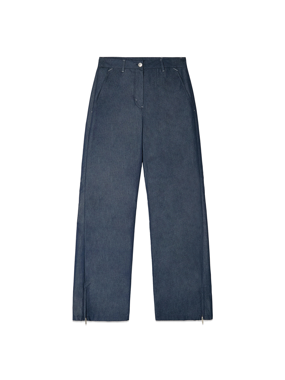 後摺細節類丹寧長褲 海軍藍