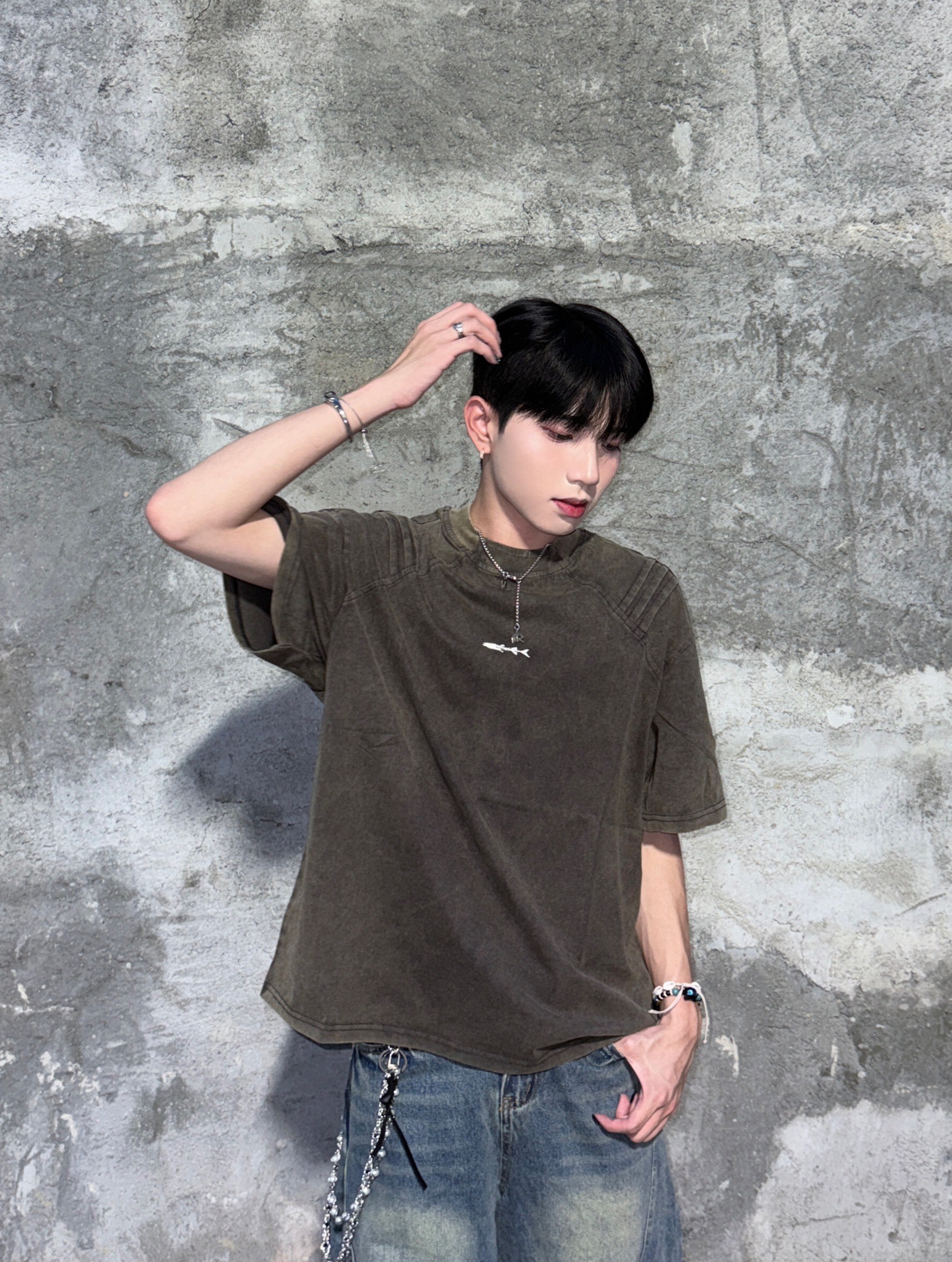 (GOAL) AW 解構 魚骨 水洗 復古 短T 剪裁  310