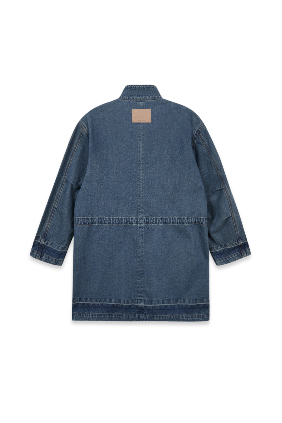 口袋設計中長版丹寧外套 藍色