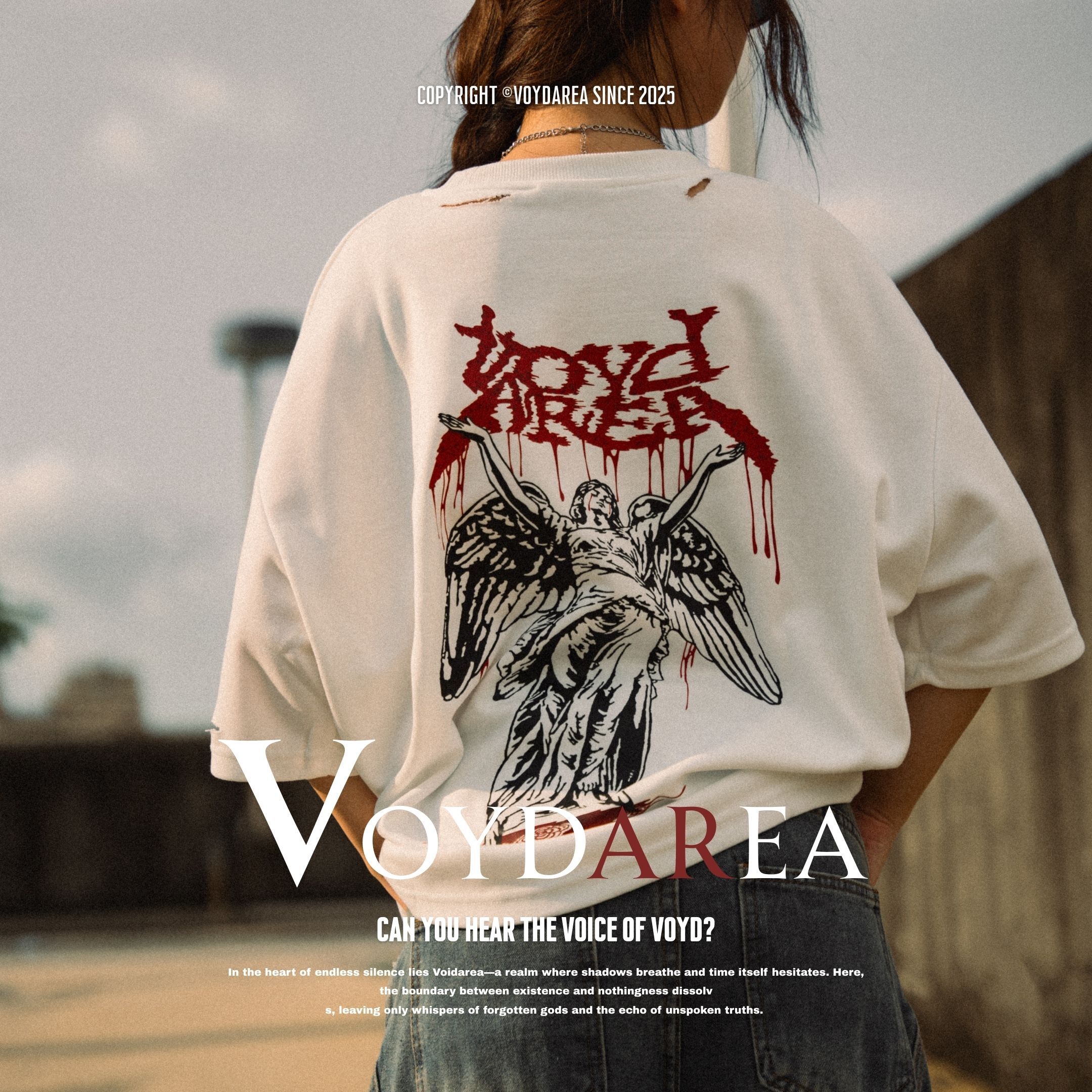 NICEDAY 現貨 服飾 Voydarea 虛無境地 虛無女神 女神 白 美式 復古 上衣 寬鬆 穿搭 女款