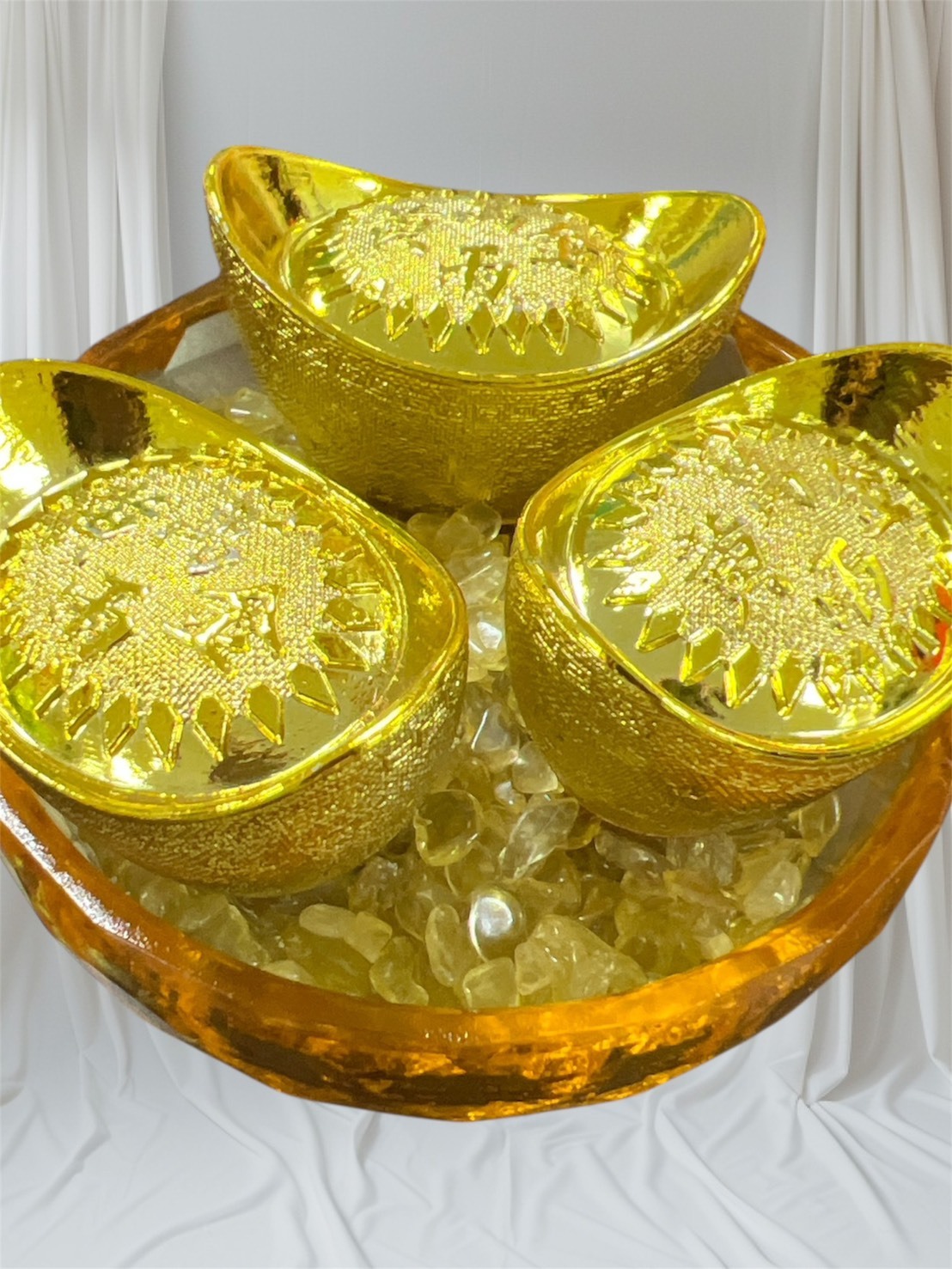 【高雄分會】開運招財水晶聚寶盆-附金元寶