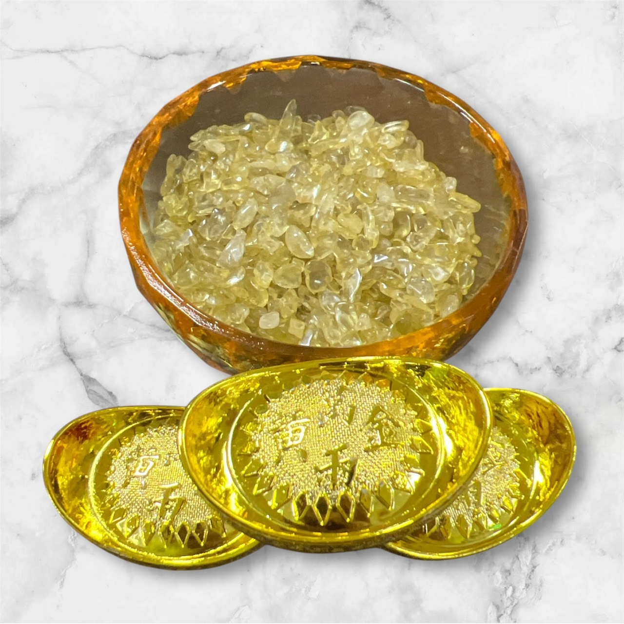 【高雄分會】開運招財水晶聚寶盆-附金元寶