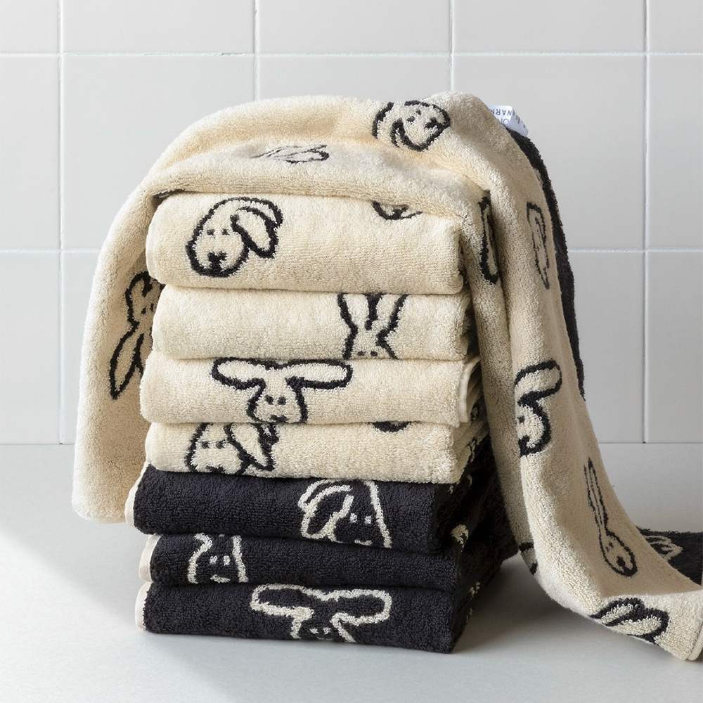 韓國WARMGREY TAIL 純棉毛巾-奶油兔